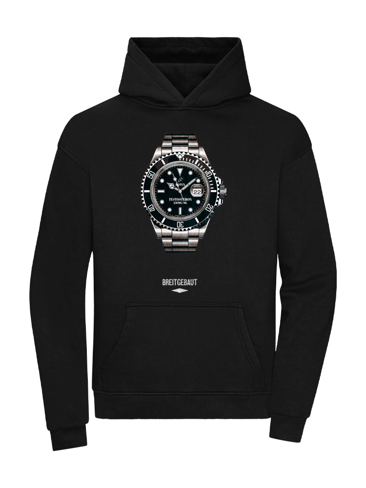 TESTOSTERON WATCH HOODIE 360GSM OVERSIZE BLACK (FRONTPRINT)