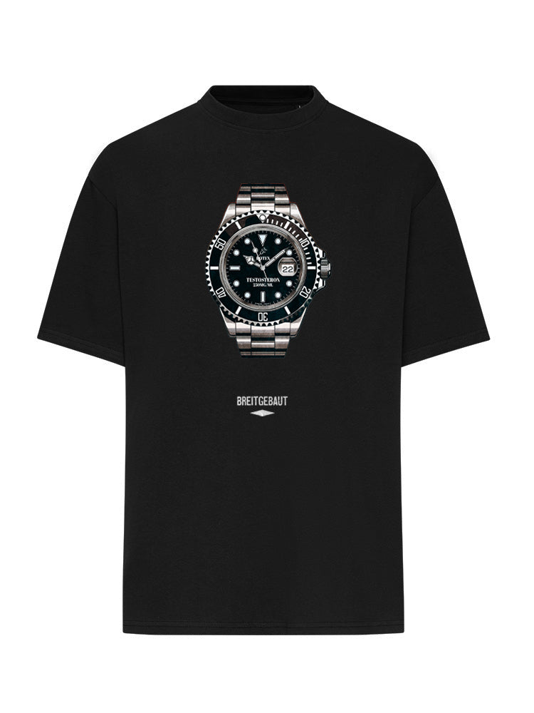 TESTOSTERON WATCH T SHIRT OVERSIZE BLACK (FRONTPRINT)