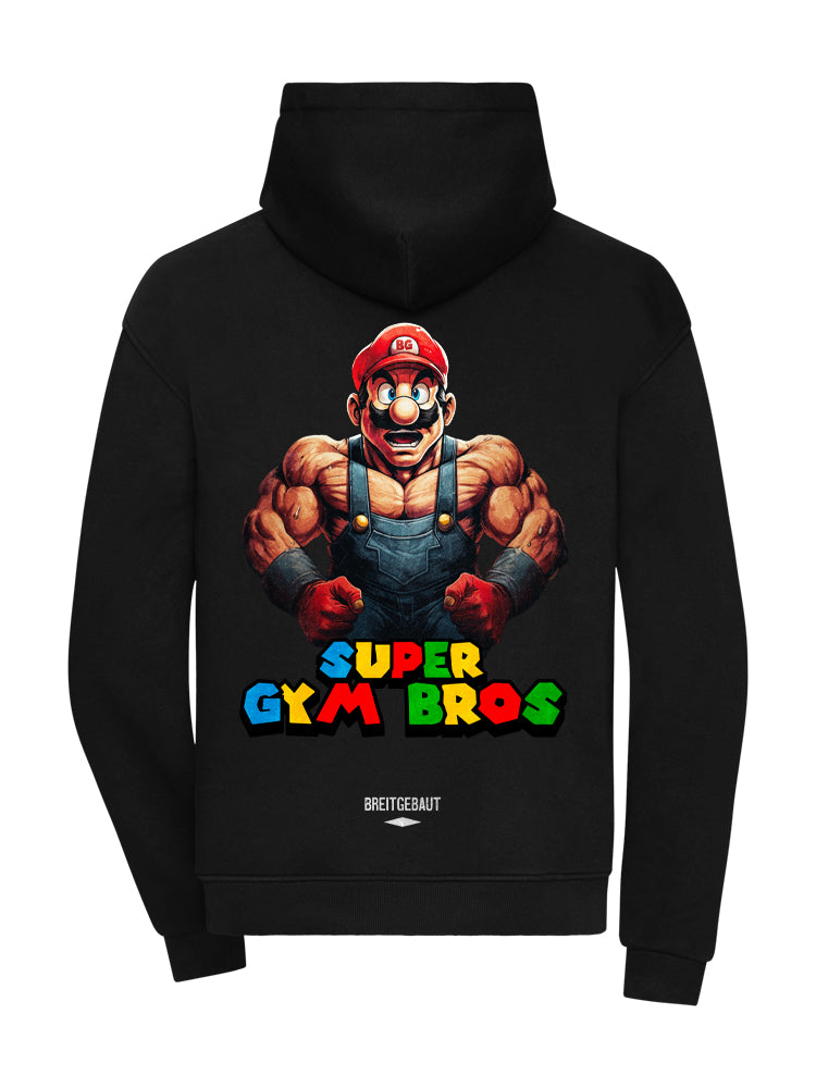 SUPER GYM BROS HOODIE BLACK OVERSIZE 360GSM (BACKPRINT)