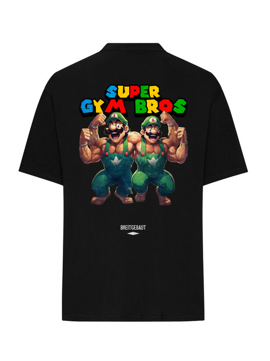 SUPER GYM BROTHERS T SHIRT OVERSIZE BLACK (BACKPRINT)