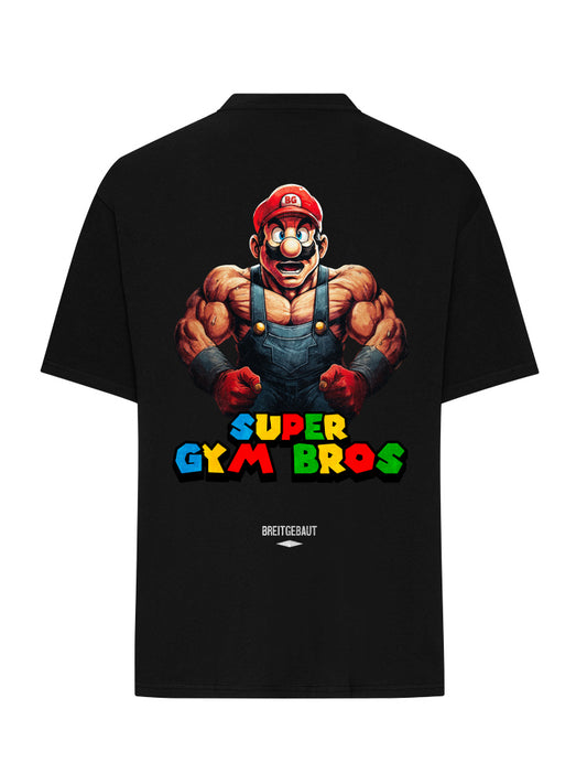 SUPER GYM BROS T SHIRT OVERSIZE BLACK (BACKPRINT)