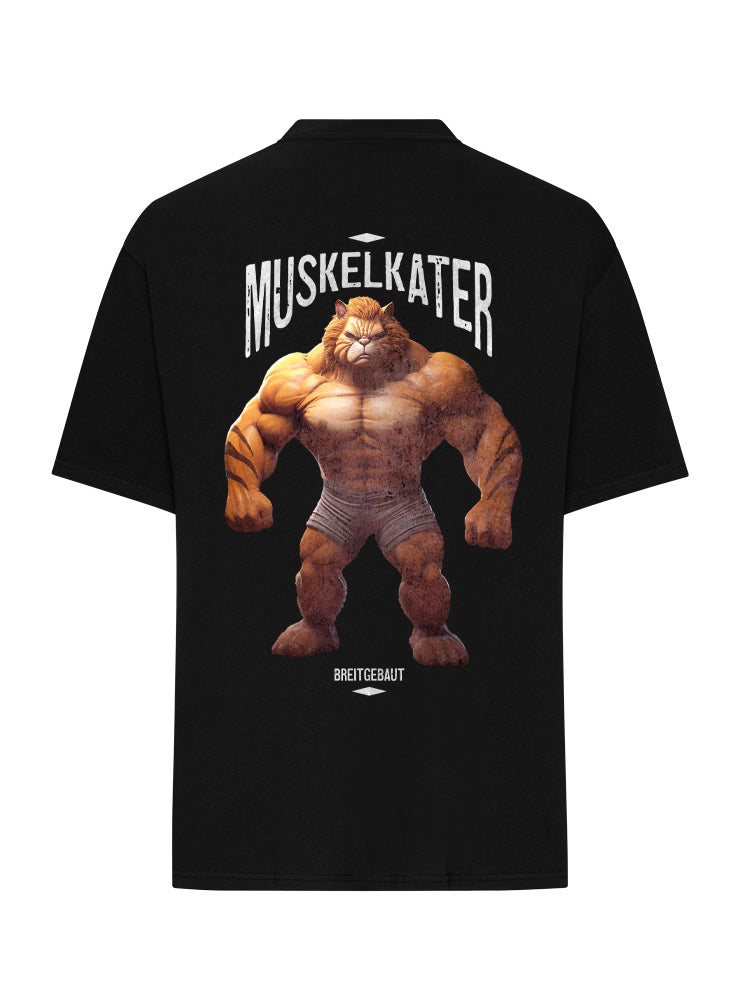 MUSKELKATER T SHIRT OVERSIZE BLACK (BACKPRINT)