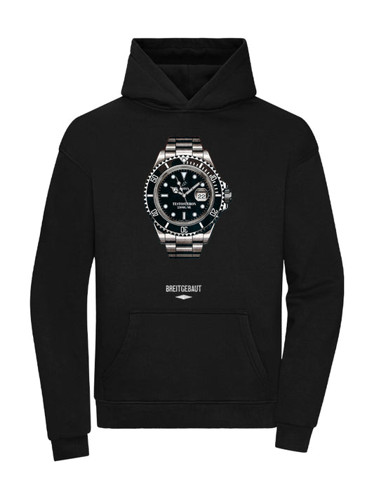 TESTOSTERON WATCH  HOODIE 360GSM OVERSIZE BLACK (FRONTPRINT)