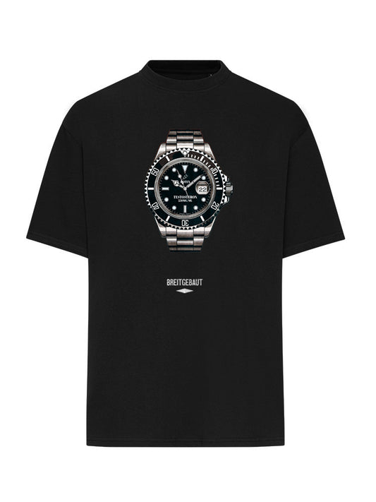 TESTOSTERON WATCH  T SHIRT OVERSIZE BLACK (FRONTPRINT)